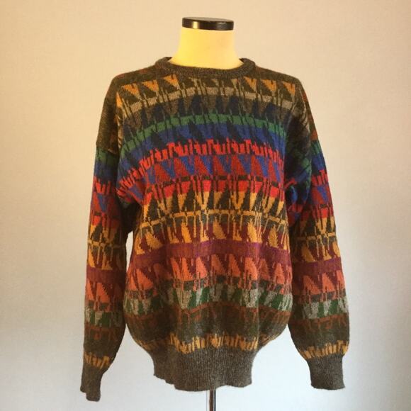 Millma 100% Alpaca Hand-Loomed Sweater – L – Geometric Knit from Bolivia - Picture 3 of 10